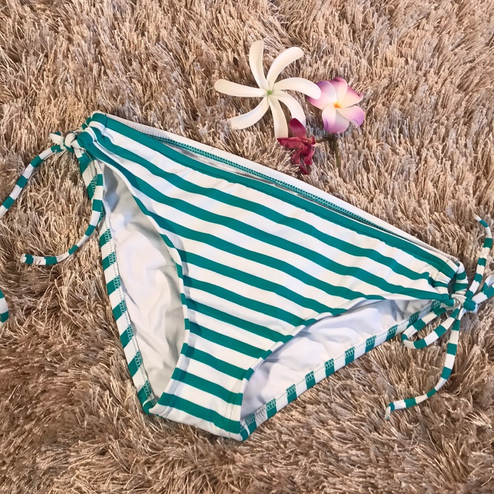 Mossimo Green and White Striped Swim Bottoms